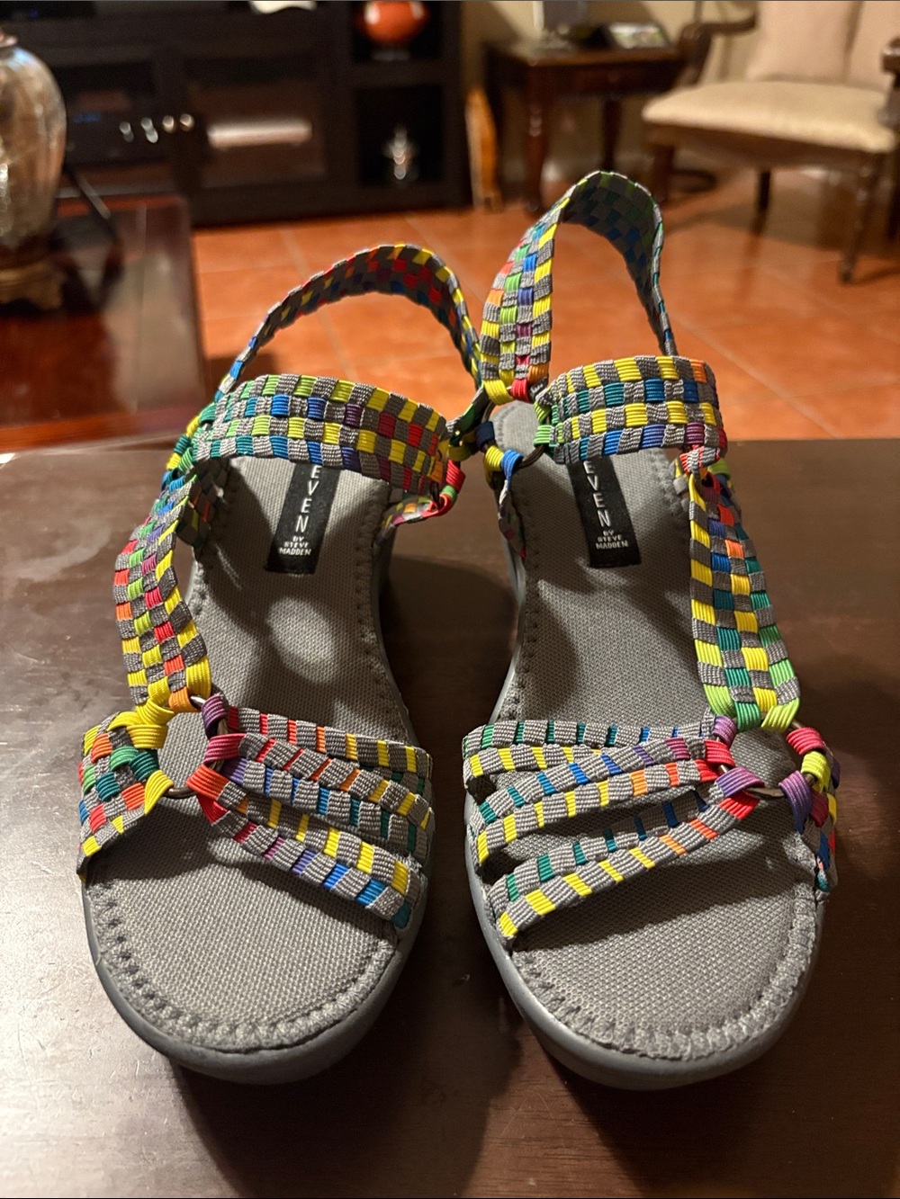 Steve Madden Multicolor Woven Strap Sandals